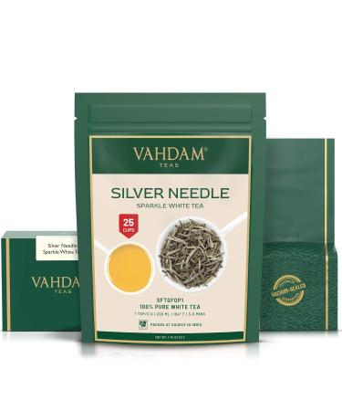 Vahdam Silver Needle White Tea - 100% Natural Loose Leaves (50g 25 Cups) | Caffeine-Free Premium Sparkle White Tea - Buy Online on SooperMarket.com
