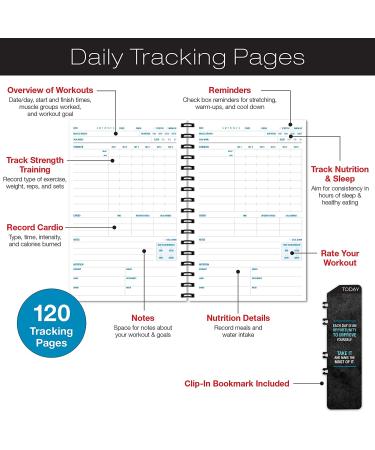 Global Printed Fitness Journal & Nutrition Planner with Clip-in Bookmark, Sturdy Binding, Thick Pages & Laminated Cover (Black & Gold) - Buy Online on SooperMarket.com