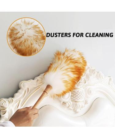 1PC Lambswool Duster with Wooden Handle 21 Inch Anti-Static Feather Duster Flexible Dusters for Cleaning Ceiling Fans Computer Screens Bookshelves 54cm - Buy Online on SooperMarket.com