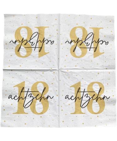 20 White Gold Black Napkins for 18th Birthday Celebration - 33x33 cm | Premium Quality Party Supplies - Buy Online on SooperMarket.com