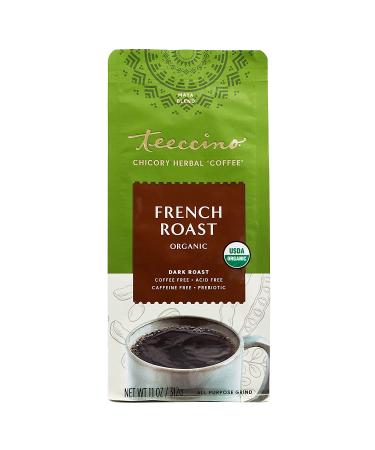 Teeccino French Roast Ground Herbal Coffee 11oz | Caffeine-Free & Prebiotic | Acid-Free Dark Roast - Buy Online on SooperMarket.com