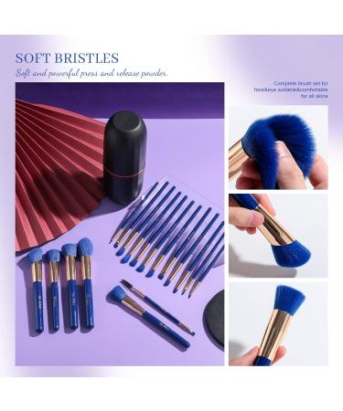 BS-MALL 18 Pcs Makeup Brushes Set with Case - Premium Synthetic Brushes for Foundation, Powder, Concealers, Eye Shadows - Dark Blue - Buy Online on SooperMarket.com