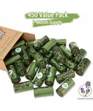 Dog Poo Bags - 450 Counts Biodegradable Thick Leak Proof Pet Poop Waste Bag Refill Rolls for 7 Month Supply Lavender Scented - Buy Online on SooperMarket.com