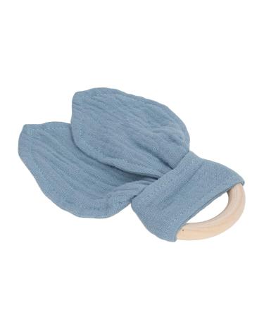 Wooden Teething Toy Ring with Colored Cotton Yarn - Blue & Black Teething Bracelet for Babies - Hand Grip Training - Buy Online on SooperMarket.com
