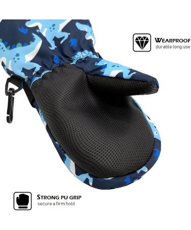 Highcamp Waterproof Snow Mittens for Toddlers XS (3-4 Y) - Dino Design - Buy Online on SooperMarket.com