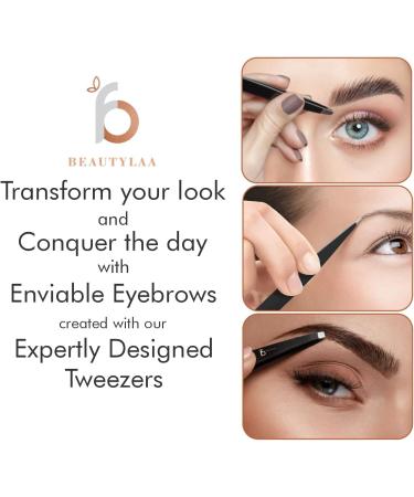 Beautylaa Professional Anti-Rust Stainless Steel Tweezers for Men and Women - Precision Sharp Tweezer Set for Eyebrows and Facial Hair with Travel Case - 4 Pack - Buy Online on SooperMarket.com