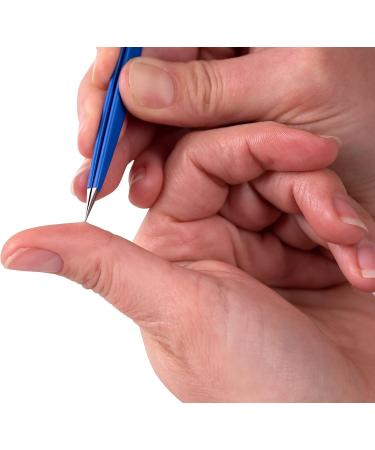 FAUDE Pointed Tweezers for Splinters & Ingrown Hairs - Precision Stainless Steel 10cm (Blue) | International Shipping - Buy Online on SooperMarket.com