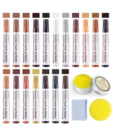 Furniture Markers Touch Up 18 Colors Wood Markers Furniture Repair Kit with Wood Polish Wax Upgrade Wood Floor Repair Kit Wood Pens for Scratches Table Cabinet Bedpost 18 Color Wood Markers