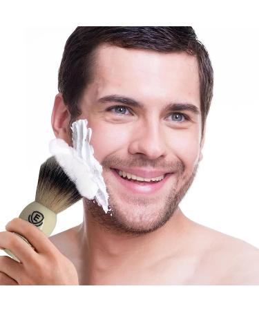 Premium 4 in 1 Shaving Brush Kit for Men - Vegan Brush Sandalwood Soap Stainless Steel Bowl & Stand | Perfect Gift (Ivory White - Buy Online on SooperMarket.com