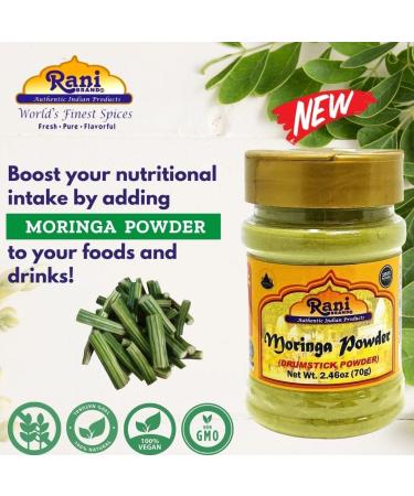 Rani Moringa Powder (Drumstick Powder) 2.46oz (70g) PET Jar 100% Natural | Vegan | Gluten Friendly | Non-GMO | No Colors | Indian Origin - Buy Online on SooperMarket.com