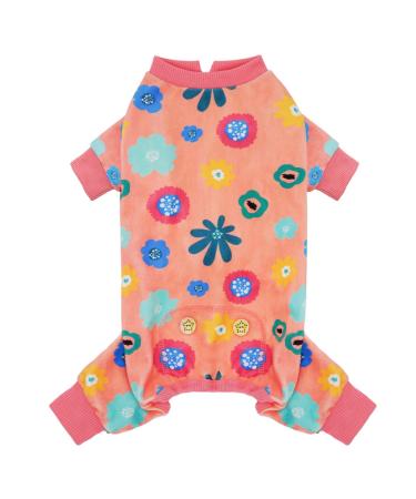 KYEESE Dog Pajamas with Flower Print for Small Medium Dogs Soft Material Stretchable Dog Pajamas Onesie Dog Apparel X-Large (Pack of 1) Sunflower