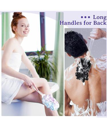 10-Piece Loofah Back Scrubber Set with Long Handle Brush - Exfoliating Shower Poufs for Men and Women - Buy Online on SooperMarket.com