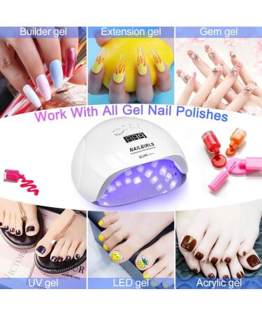 NAILGIRLS 150W UV LED Nail Lamp for Home Salon - Gel Polish Dryer with Timer Presets and Auto Sensor - White - Buy Online on SooperMarket.com