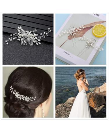 Elegant Bride Wedding Hair Comb Set | Crystal Pearl Hair Clips & Silver Vine Headdress for Girls - Buy Online on SooperMarket.com