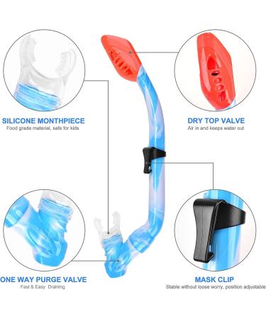 Kids Snorkel Set - Dry Top Snorkeling Gear for Youth Ages 5-15 | Tempered Glass Mask and Snorkel Set with 180 Panoramic View - Blue - Buy Online on SooperMarket.com
