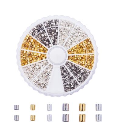 PH PandaHall Tube Crimp Beads  3000 Pcs 1.5mm 2mm Brass Tube Crimp End Spacer Beads Cord End Caps Loose Stopper Beads for Earring Bracelet Necklace Pendant DIY Jewelry Making  Golden/Silver/Platinum 1.5 2 2.5mm Golden/Si...