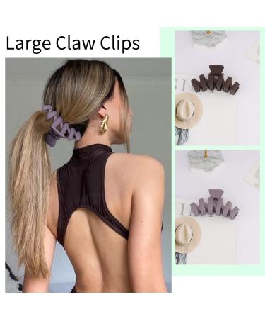 SuPoo 4pcs Large Claw Hair Clips for Thick Hair - Strong Hold Matte Jumbo Jaw Clip Set for Women - Ideal Hair Accessories - Gifts - Brown, Blue, Purple, Pink - Buy Online on SooperMarket.com