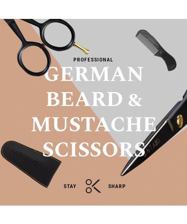 Ontaki Professional Beard Shears - German Steel Mustache Scissors (12.7 cm) with Carrying Bag | Hand-Forged Precision Facial Hair Tools for Men - Buy Online on SooperMarket.com