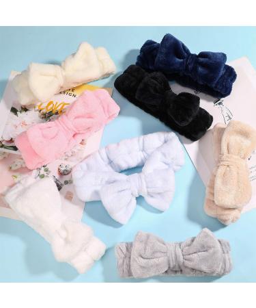 GOTH Perhk 4 Pack Spa Bowknot Hair Bands Coral Fleece Makeup Headband Elastic Head Wrap for Washing Face Shower Yoga Sports Skincare(Black White Gray Khaki) - Buy Online on SooperMarket.com