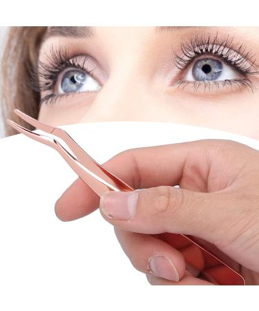 Professional Rose Gold Eyelash Extension Tweezers - Curved Stainless Steel for Mega Volume & Precise Application - Buy Online on SooperMarket.com