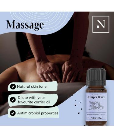 Nikura Juniper Berry Essential Oil 10ml - 100% Pure Natural Oil for Aromatherapy, Stress Relief, and Sleep Improvement - Vegan & UK Made - Buy Online on SooperMarket.com