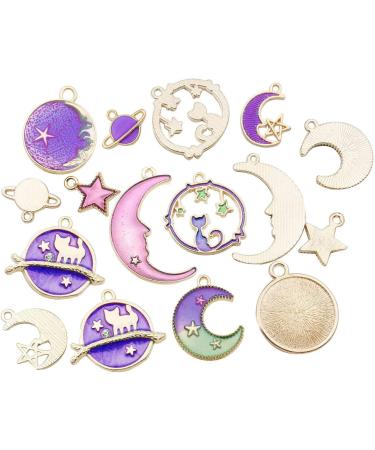 24-Piece Assorted Gold Plated Celestial Cat Charms for DIY Jewelry Making - Purple Enamel Earrings Necklace Bracelet Crafting (M582) - Buy Online on SooperMarket.com