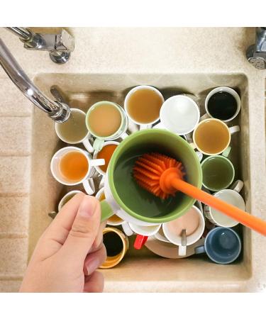 Silicone Bottle Cleaning Brush with Long Handle - 2 Pack Orange | Ideal for Baby Bottles, Hydro Flask, Sports Bottles, Vases and Glassware | 12.5 inch Water Bottle Cleaner for Smaller Diameter - Buy Online on SooperMarket.com