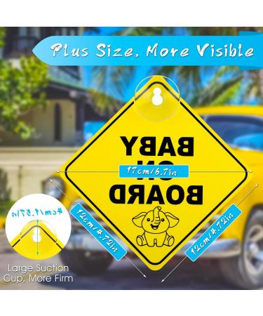 Bewudy 2 PCS Baby on Board Car Warning Sign - Elephant Design | Reusable Baby in Car Sticker with Suction Cups - Buy Online on SooperMarket.com