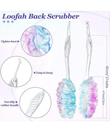 10-Piece Loofah Back Scrubber Set with Long Handle Brush - Exfoliating Shower Poufs for Men and Women - Buy Online on SooperMarket.com