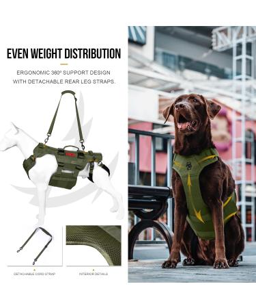 OneTigris Dog Lift Harness for Large Dogs - Dog Support Sling with Handles | Invictus Multifunctional Mobility Assistance Vest - Dog Hip Support Brace | Olive (L) - Buy Online on SooperMarket.com