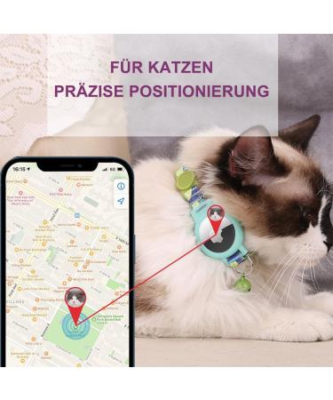 Mouyou Airtag Cat Neck Band - Adjustable Soft Nylon Collar with Bell & Safety Clasp | Blue Lemon Pattern - Fits 22-34cm - Buy Online on SooperMarket.com