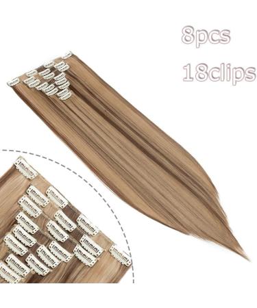 26 Clip in Hair Extensions #Ash&Dark Blond - Synthetic 8pcs Long Straight Hairpiece for Full Head - 26 Inch #Ash&Dark Blond - Buy Online on SooperMarket.com