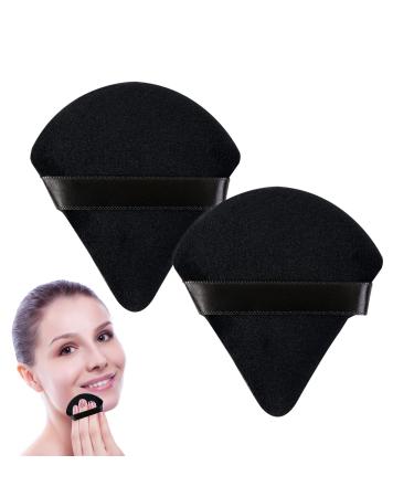 Sularpek Powder Puffs 2PCS Powder Puff Face Triangle Trigwell Powder Puff Triangle Powder Puff Makeup Sponge For Pressed Powder Dry Makeup & Wet Makeup (Black) 2Black