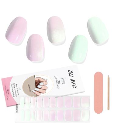 Kalolary Gel Nail Polish Strips Nail Gel Art Sticker Waterproof Full Nail Wraps Decal Sets with Nail File and Stick for Women Girls Nail Art Decor (UV/LED Lamp Required) (E)