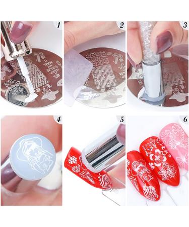 6Pcs Christmas Nail Stamp Plates Set with Various Patterns Snowflake Elk Santa Claus Christmas tree DIY Print Manicure Salon Design Perfect Christmas Nail Decoration for Professional DIY Salon - Buy Online on SooperMarket.com
