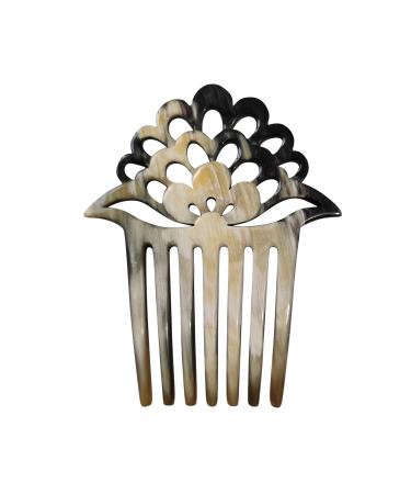Marycrafts Lotus Flower Buffalo Horn 7 Prongs Hair Fork  Hair Side Comb  Hair Pin  Hair Accessory (MultiColor)