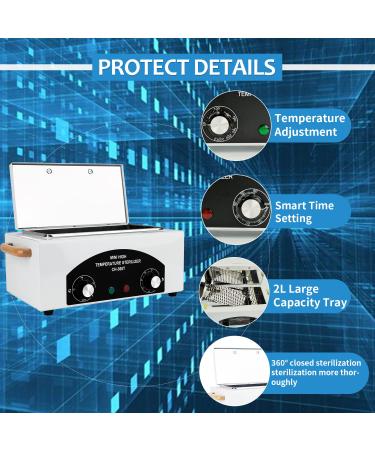 2L Hot Towel Cabinet with Stainless Tray - High Temp Nail Salon Cleaning Box - 300W Dry Heat Spa Equipment for Barber Tools - 6 Piece Set - Buy Online on SooperMarket.com