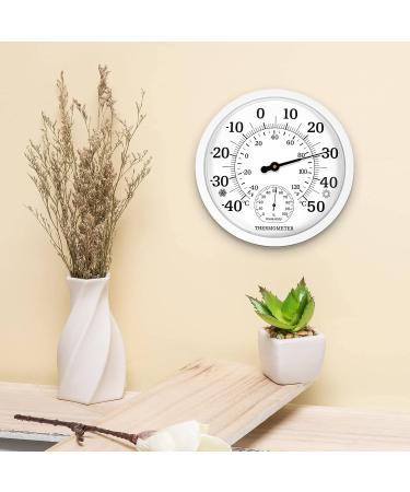 Indoor Outdoor Thermometer Hygrometer - 10 Inch with Large Numbers | 2-in-1 White Thermometer for Terrace & Home - Buy Online on SooperMarket.com