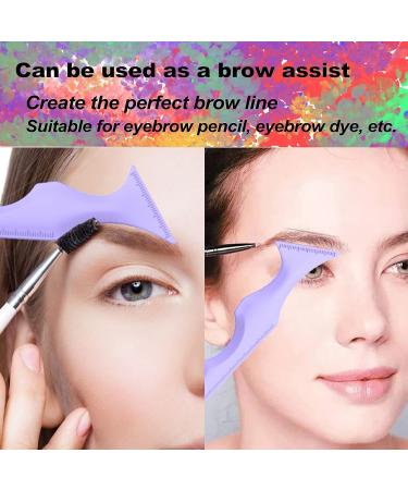 SHANPIN 5 in 1 Silicone Makeup Tool Set - Mascara Shield, Winged Liner Stencils, Eyeshadow Brush, Eyebrow Kit - Waterproof and Reusable (Purple) - Buy Online on SooperMarket.com
