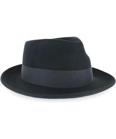 Belfry Gangster 100% Wool Crushable Dress Fedora in Black Grey Navy Brown Pecan - Large Black - Buy Online on SooperMarket.com