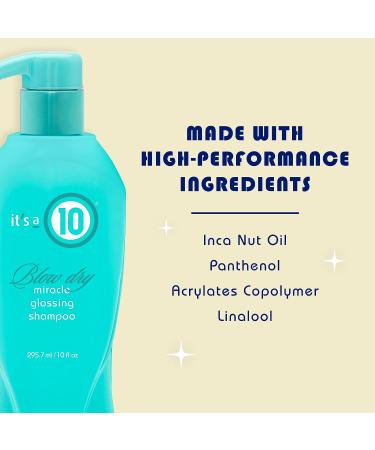 It's A 10 Blow Dry Miracle Glossing Shampoo 10oz - Professional Formula for Shine and Smoothness - Buy Online on SooperMarket.com