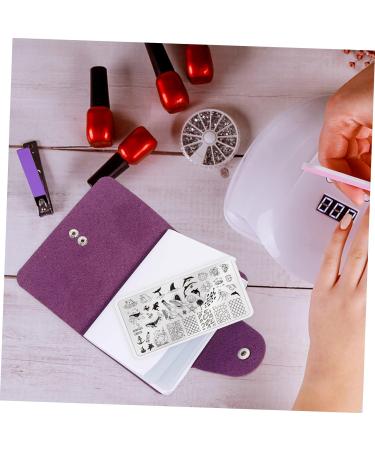 Mikinona 2pcs Nail Art Card Holder Stamping Nail Forms Sticker Organizer Rectangular Nail Art Plate Nail Stencil Bag Nail Art Stand Nail Steel Plate Package Nail Decals Purple Christmas Purple 14.5X9.5X1.8CM - Buy Online on SooperMarket.com
