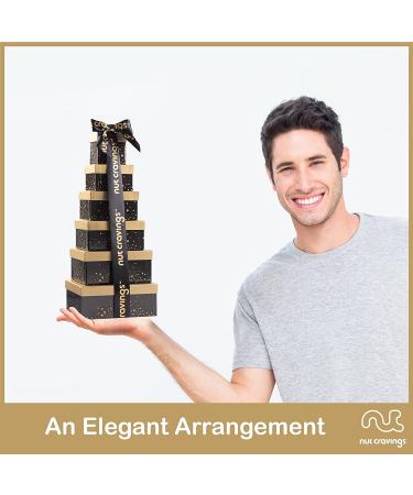 Dried Fruit & Nuts Gift Basket Black Tower (12 Assortments) - Holiday Christmas Gourmet Bouquet Arrangement - Birthday Care Package for Men & Women - Healthy Kosher Snack Box with Assorted Fruits & Nuts - Buy Online on SooperMarket.com