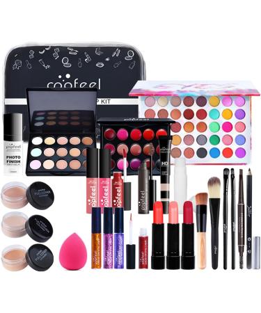 FantasyDay All-in-One Makeup Set Gift Surprise | Complete Women's Cosmetic Starter Kit with Eyeshadow Palette, Lipstick, Blush, Foundation, Concealer, and More - Brush Kit Included - Buy Online on SooperMarket.com