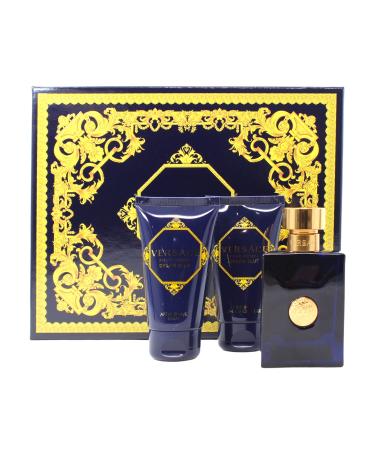Versace Pour Homme Dylan Blue by Versace Gift Set - 1.7 oz Eau De Toilette Spray 1.7 oz After Shave Balm 1.7 oz Shower Gel Men The scent of this Versace Pour Homme Dylan Blue product can be inferred as Aquatic Fresh and Woody based on the 'product_descrip - Buy Online on SooperMarket.com