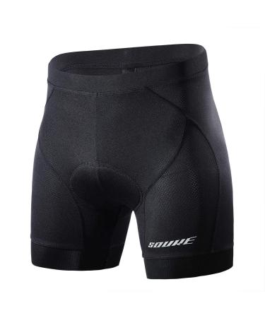 Souke Sports Men's Cycling Bib Shorts 4D Padded Bicycle Cycling Pants Breathable Compression Bike L Black