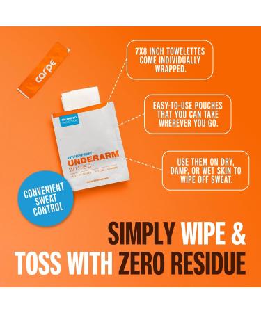 Carpe On-the-Go Antiperspirant Underarm Wipes (Pack of 3 Boxes) for Sweat Blocking Deodorizing and Cleansing When You're On the Move - 45 Residue Free Individually Wrapped Wipes 15 Count (Pack of 3) - Buy Online on SooperMarket.com