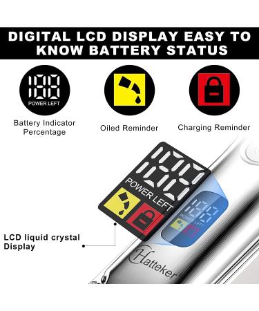 Hatteker Men's Hair Clipper & Beard Trimmer - Cordless and Waterproof Grooming Kit with Colorful Combs - Silver - Buy Online on SooperMarket.com
