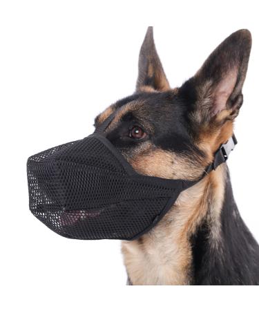 Muzzle for dogs soft muzzle for small medium-sized and large dogs adjustable puppy muzzles for catching bite licking and chewing enables blacks and drink Black L- (snout: 10 "-12 ")