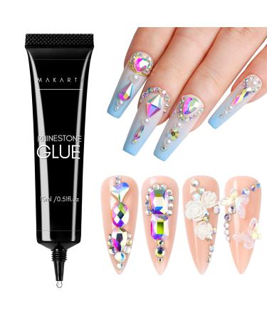 Makartt Nail Rhinestone Glue Gel 15ml Super Adhesive Nail Gel for Gems Nail Gem Glue Nail Gel Glue for Rhinestones Crystal Stones Jewels Nail Rhinestone Gel 15ml
